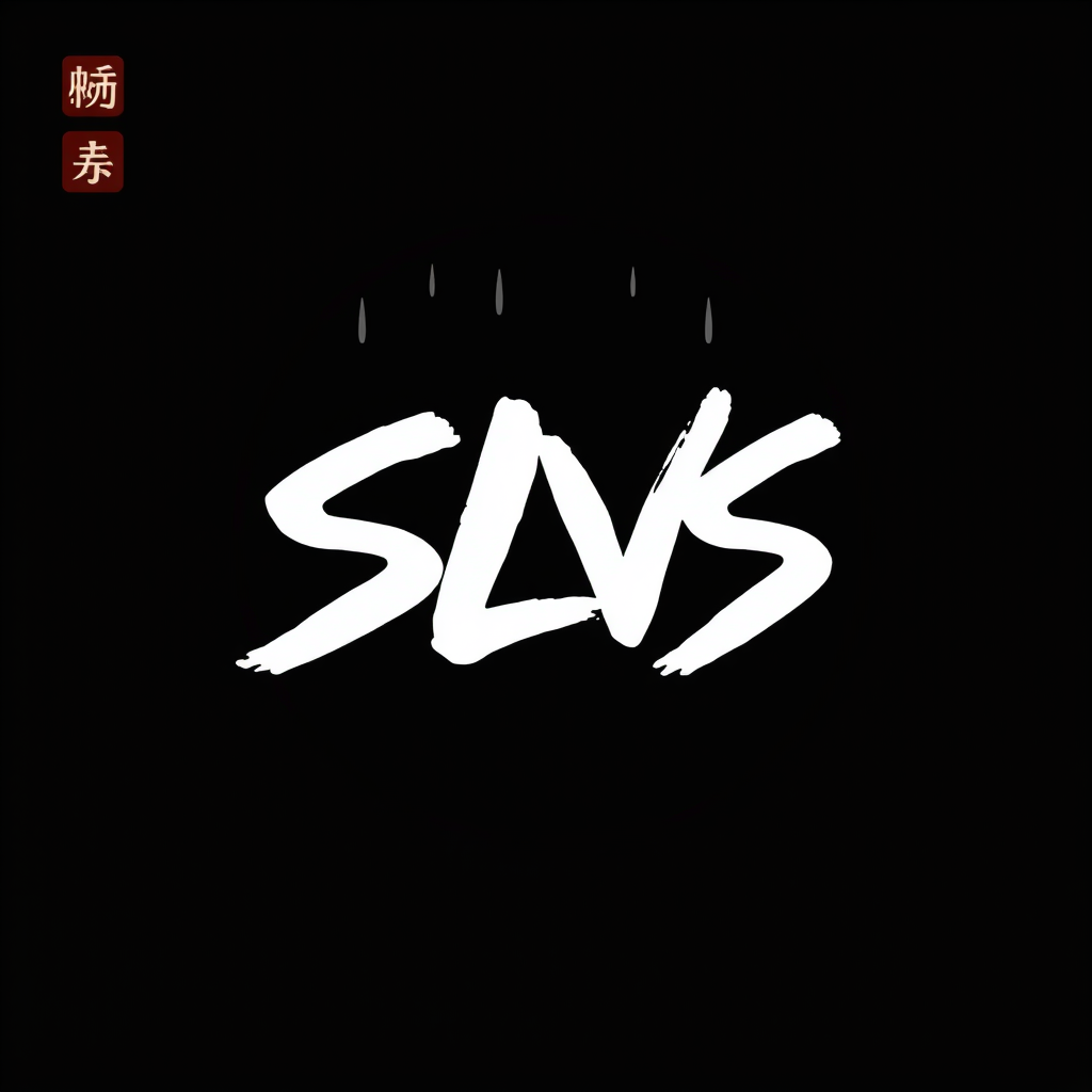 Main logo studio: "SLVS" un logo simple avec un thème noir du style Japon comme sa avec une sorte de pluie avec goute grise noir
