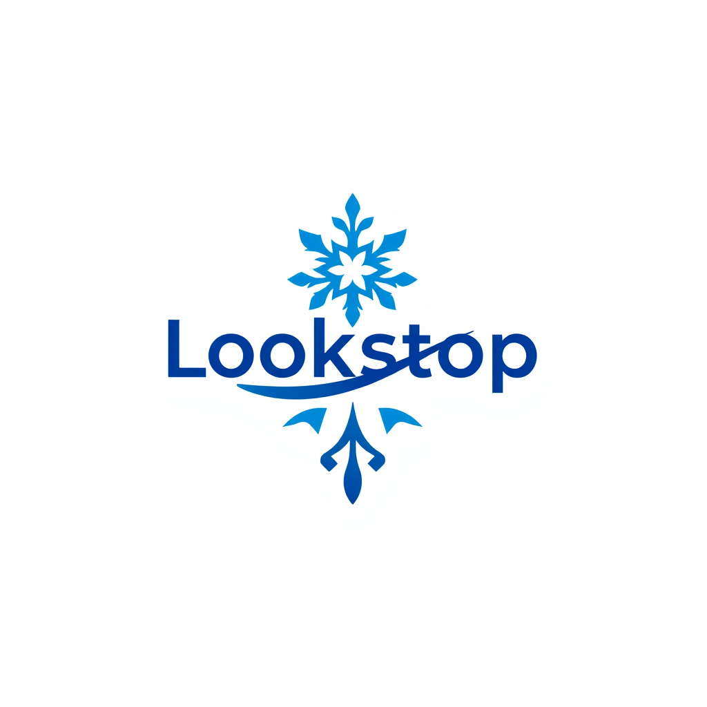 Emblem Logo idea: emblem logo of simple abstract swoosh mark logo for a fintech company, gradient indigo 브랜드 이름은 Lookstop 용도는 전세계에서 사용하는 외출하기전 복장체크 어플 , intricate crest