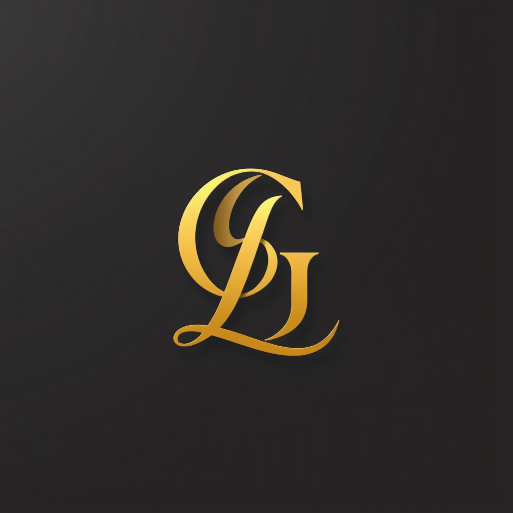 Main logo studio: elegant monogram logo combining letters G and L, gold, luxury brand