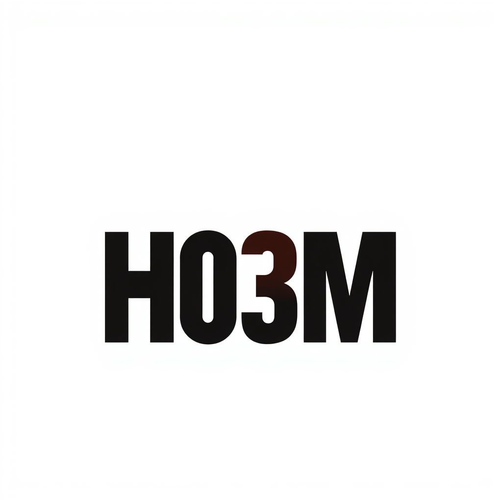 Wordmark Logo idea: wordmark logo of H3M by Mozn , bold clean typography, flat vector logo, centered, solid white background, high contrast, professional brand identity