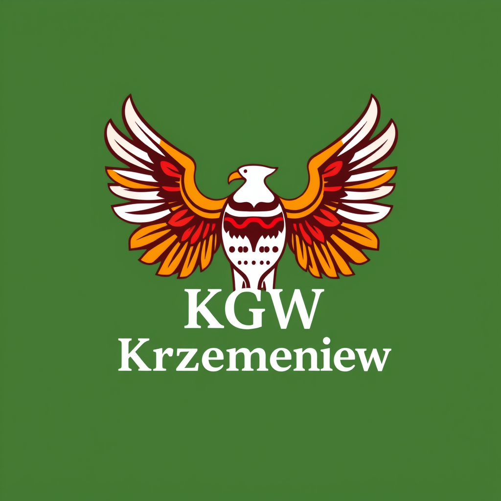 Main logo studio: Zaprojektuj radosne, efektowne logo dla „KGW Krzemieniew”, inspirowane polskimi dożynkami i folklorem. Centralnie umieść kolorowego, dumnego koguta w