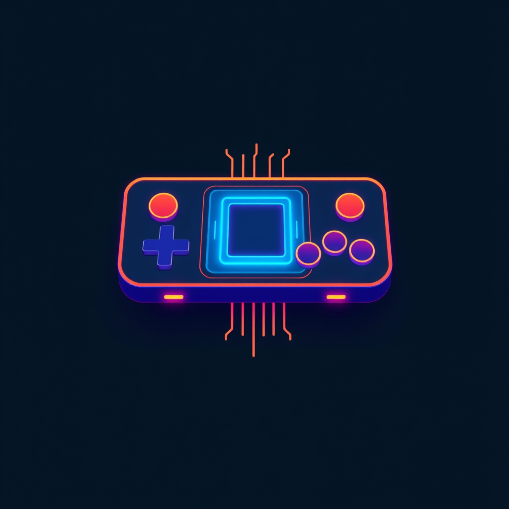 Main logo studio: Minimalist modern esports logo for a retro gaming channel named "Inbuilt Gamer", featuring a sleek glowing silicon microchip CPU die blended with a re