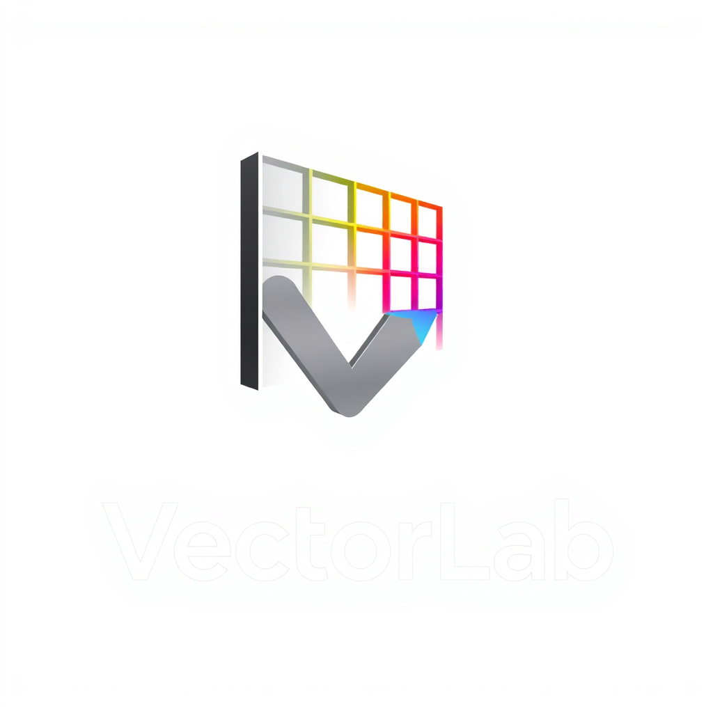 Main logo studio: Modern minimalist logo design for a trade sign maker named "VectorLab". Icon shows a stylized geometric vector grid transforming into a 3D volumetric 