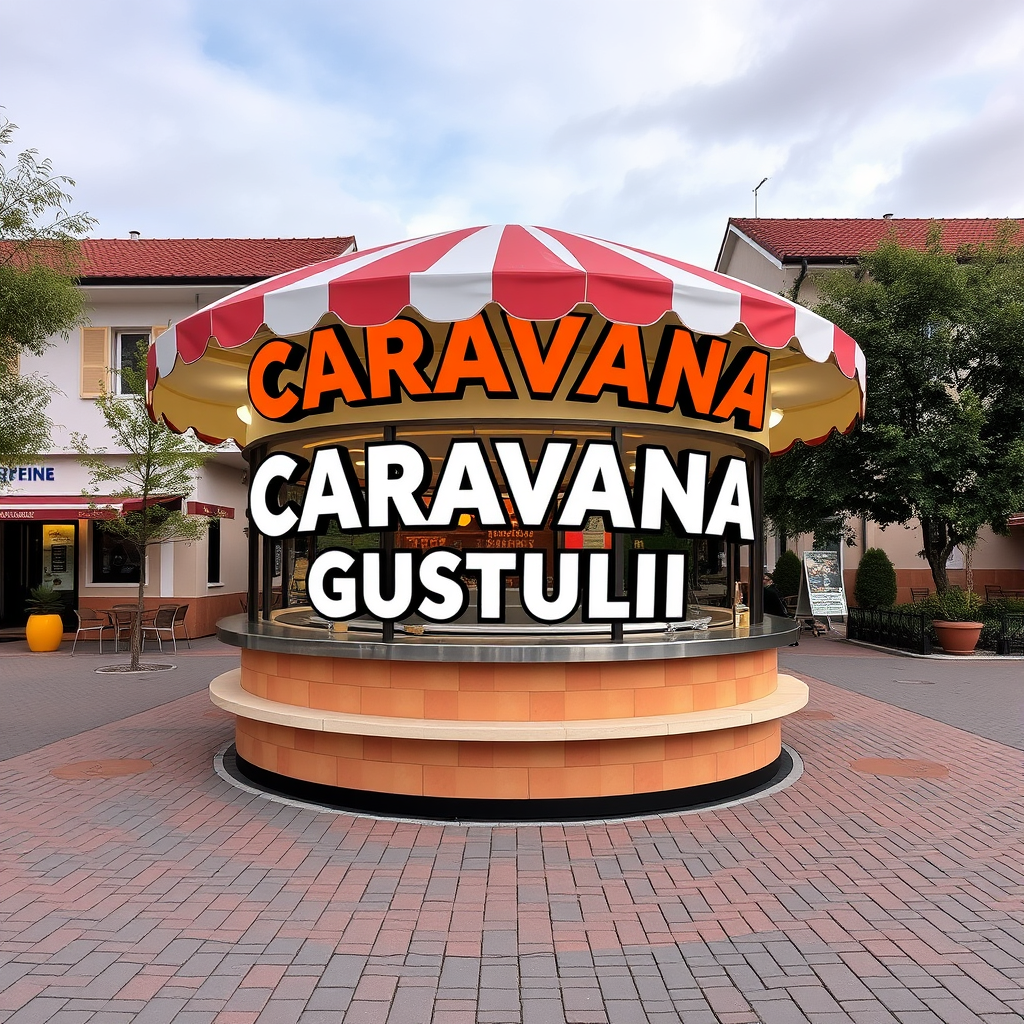 Main logo studio: Logo CARAVANA GUSTULUI, FAST FOOD Forma rotunda