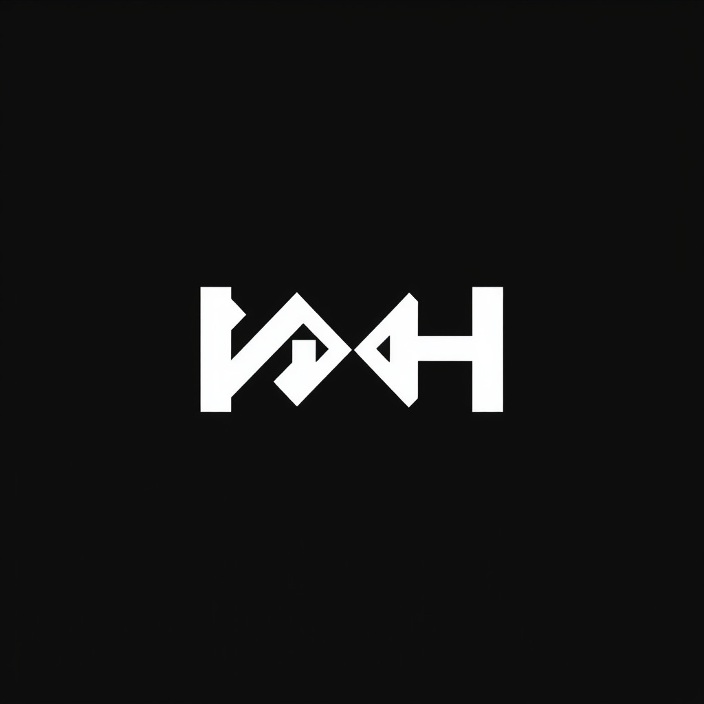 Abstract Logo idea: abstract logo mark for Nox and Hunch. Black background. real brand. offer couple challenges games, mysterious cases, psychological games, put N and H