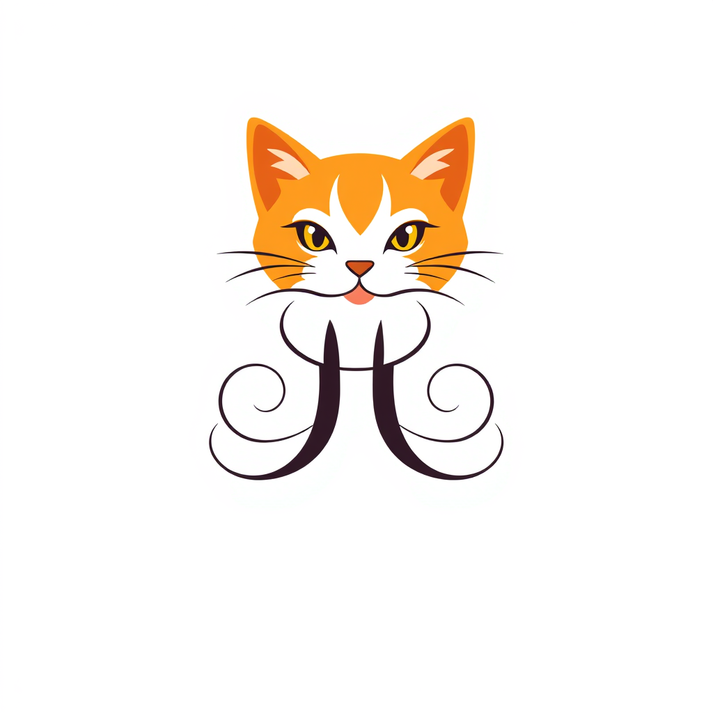 Monogram Logo idea: monogram logo combining the letters Podrías hacerme un logo para postres lindo relacionado con que sea un gato naranja femenina al estilo kawaii lindo
