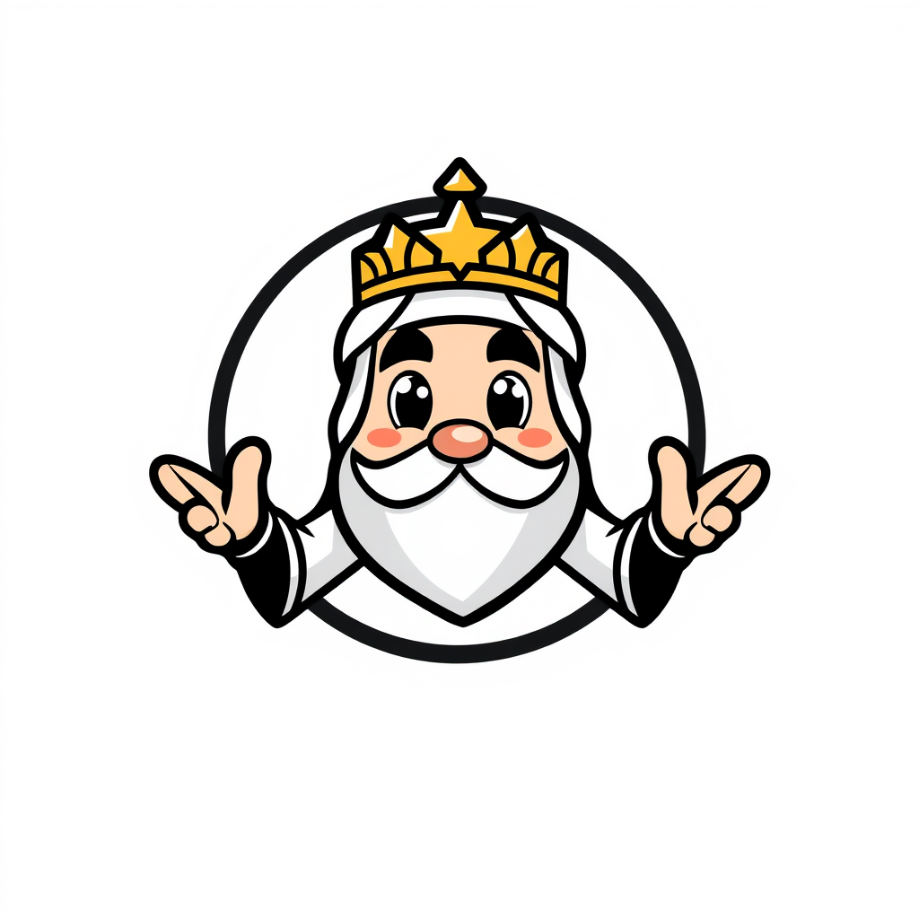 Mascot Logo idea: mascot logo of Asj - Islam , friendly character illustration, bold outlines, expressive mascot design, flat vector logo, centered, solid white backgro