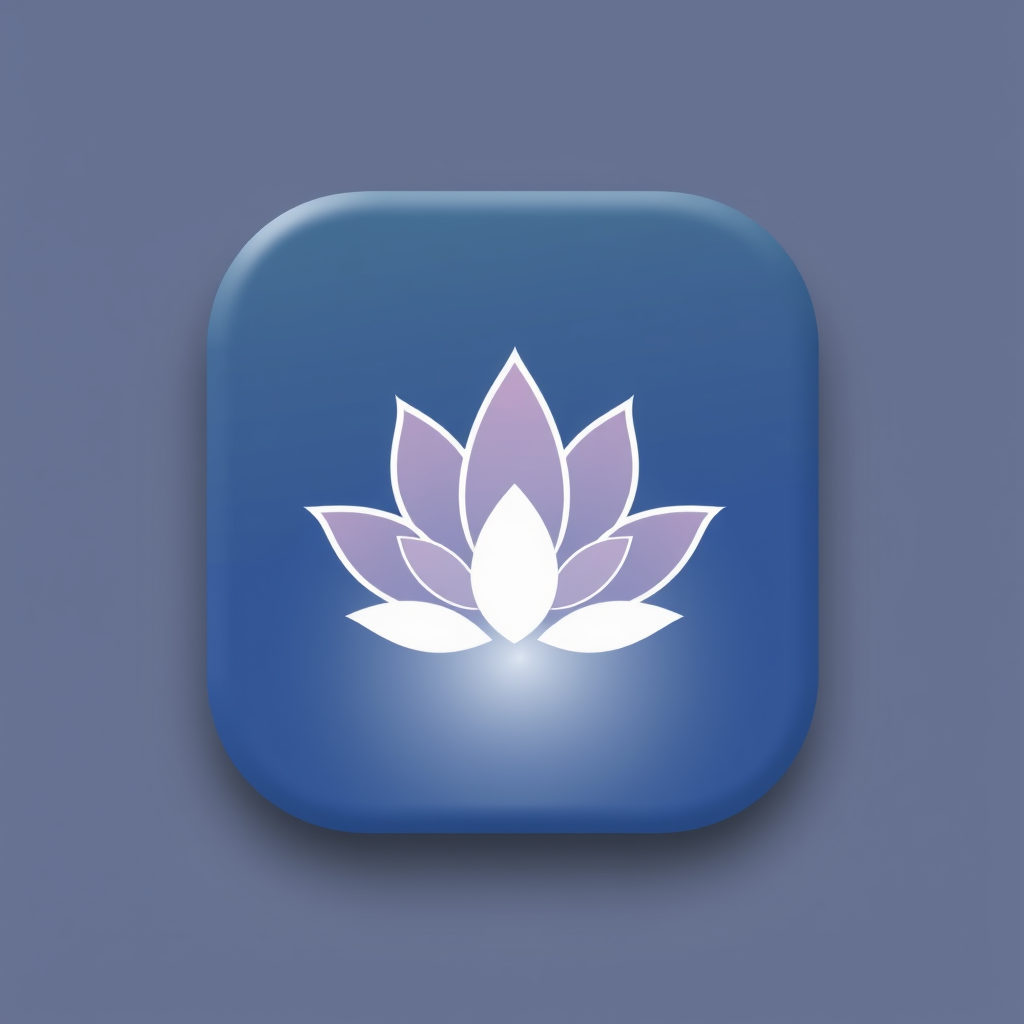 Main logo studio: rounded app icon logo for a meditation app, calming gradient, lotus symbol