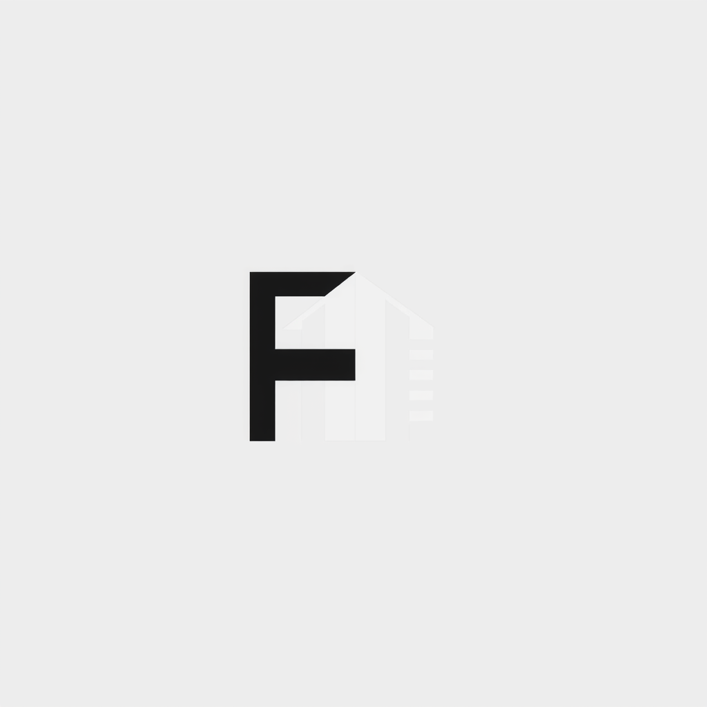 Main logo studio: o”} Ultra-minimal logo for Farzad Bagheri, merge the letters F and B with geometric architectural space to create one unique symbol, clean lines, subt