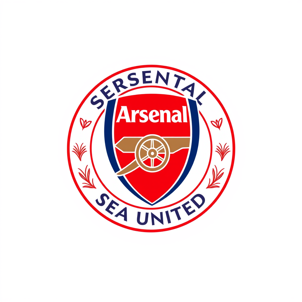 Emblem Logo idea: emblem logo of can you make a team emblem that look like the arsenal soccer emblem but it says "Sea United" with waves in it , intricate crest seal ba
