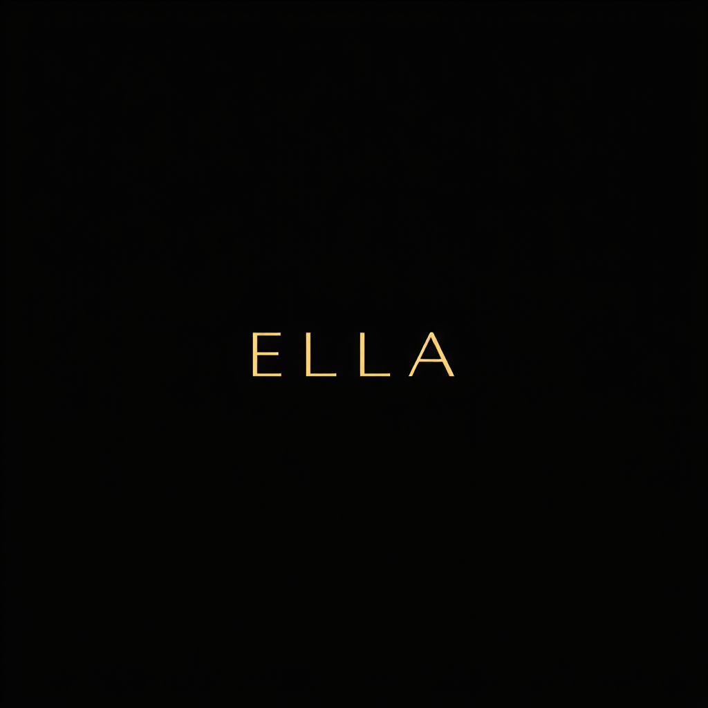 Main logo studio: Create a minimalist luxury logo for the name “ELLA”, elegant black background, single continuous-line symbol forming the letters ELLA, clean geometric