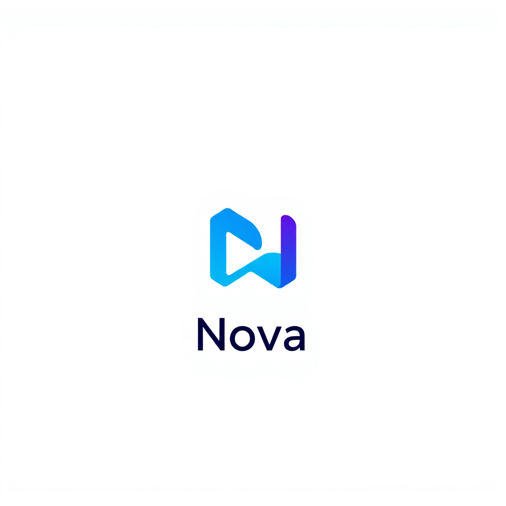 Minimalist Logo idea: minimalist logo, simple geometric mark for abstract geometric icon logo for an AI tech startup named Nova, blue and violet , flat vector, clean lines,