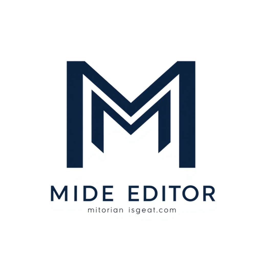Main logo studio: Create a premium minimalist "MI" monogram logo for a professional video editor. Fuse M and I into one unique geometric symbol using smart negative spa