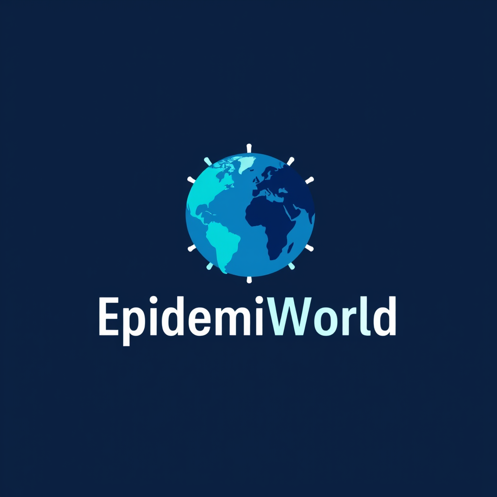 Main logo studio: EpidemiWorld — plataforma de epidemiología y salud pública. Logo moderno, científico, minimalista, profesional, relacionado con epidemiología, datos,