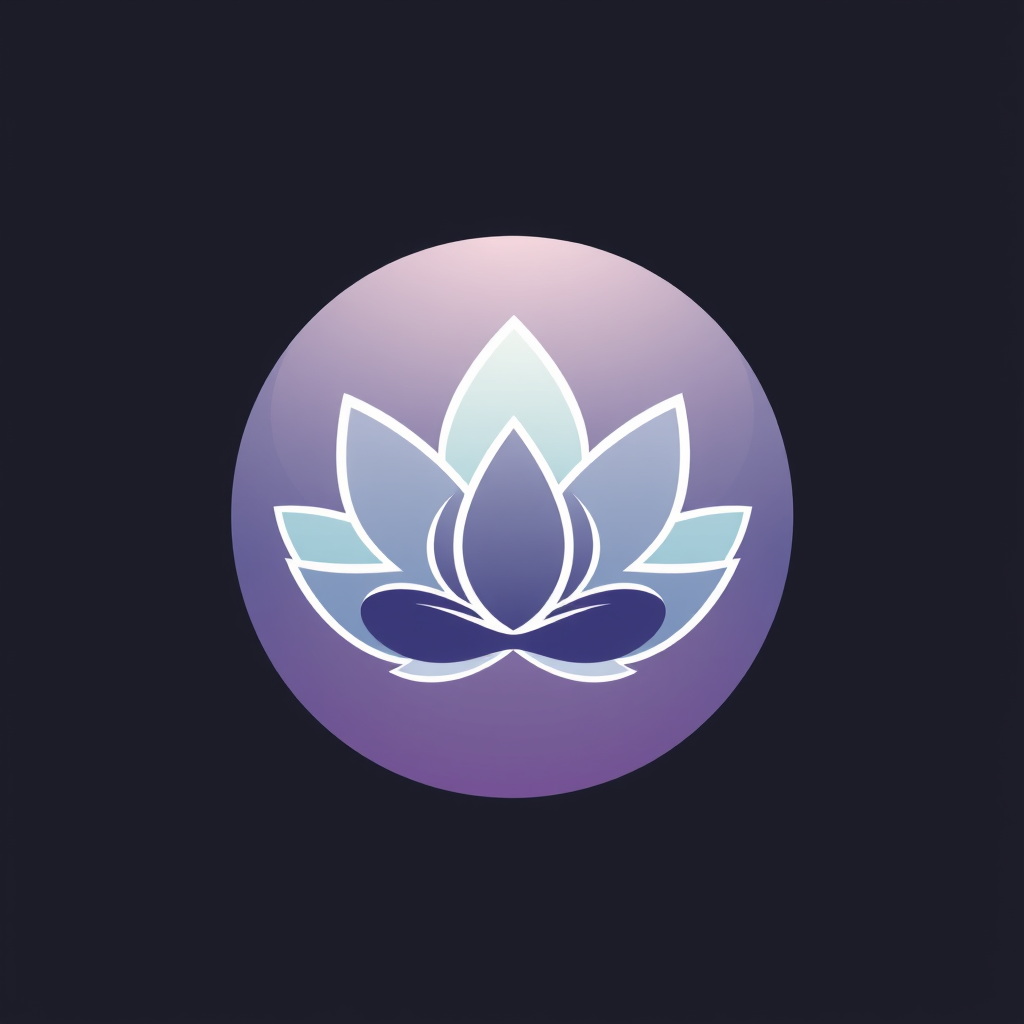 Main logo studio: rounded app icon logo for a meditation app, calming gradient, lotus symbol