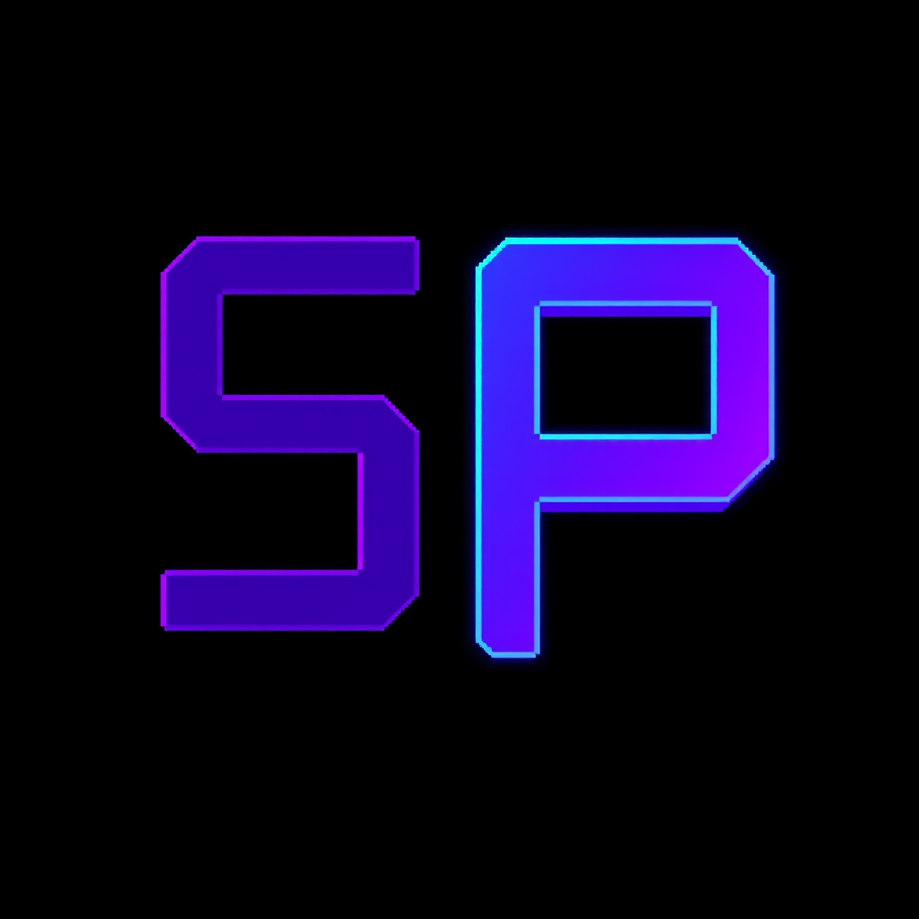 Main logo studio: Create a clean, distinctive SP monogram logo for a retro console repair and modding brand named Sonnik-Pixel. Both letters must be immediately recogni