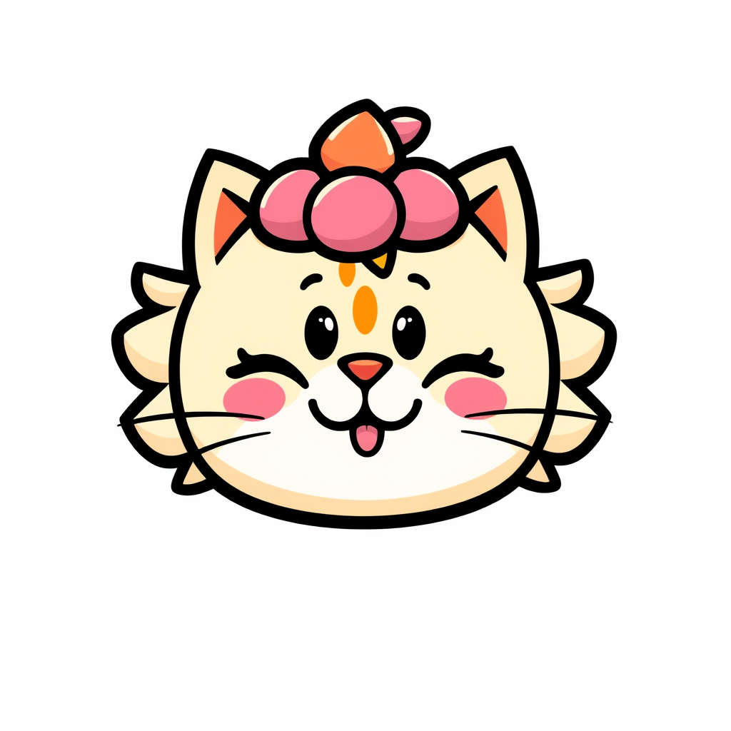 Mascot Logo idea: mascot logo of Podrías hacerme un logo para postres lindo relacionado con los postres que sea un gato naranja femenina al estilo de los personajes chi