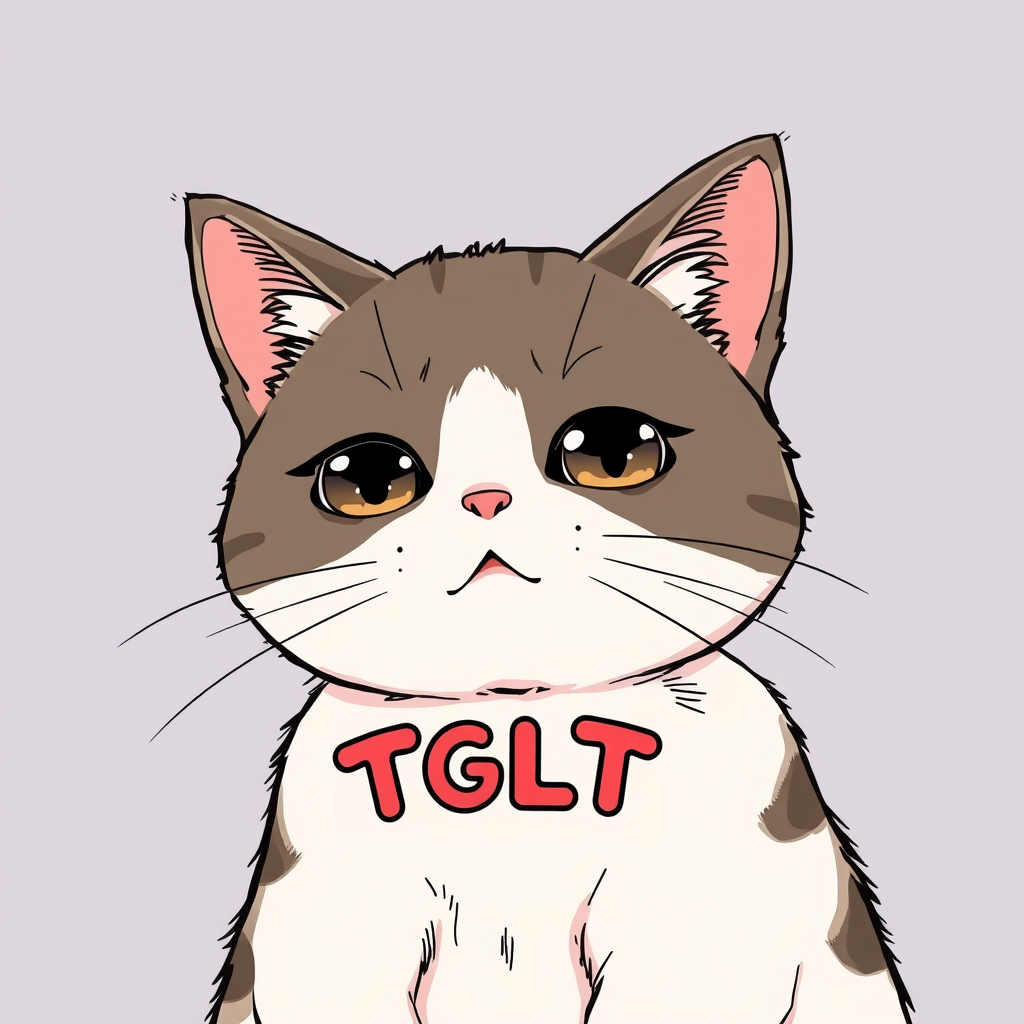 Main logo studio: shows “TGLT” on a Manekineko cat in the style of the 90's anime