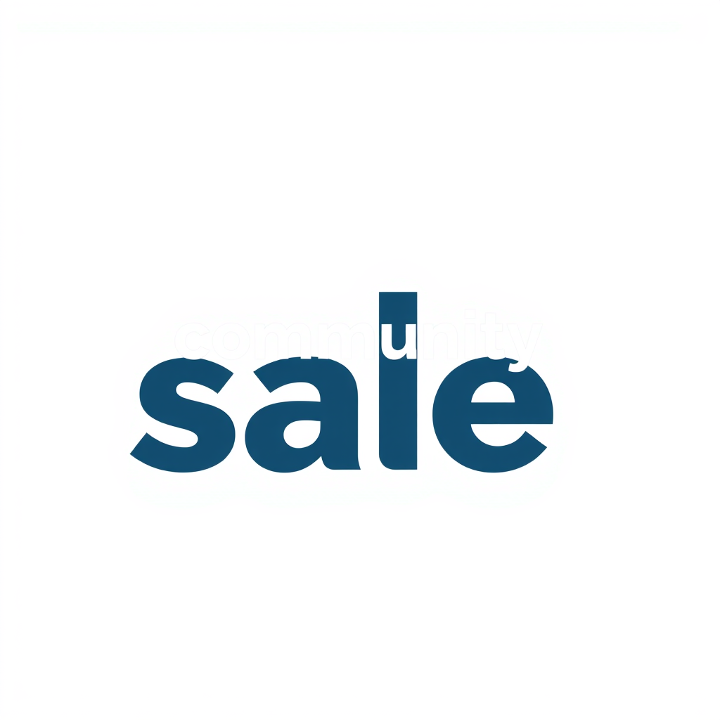Wordmark Logo idea: wordmark logo of Community sale , bold clean typography, flat vector logo, centered, solid white background, high contrast, professional brand identit