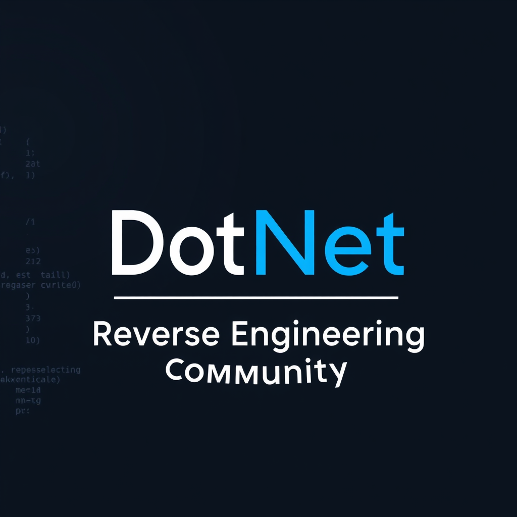 Main logo studio: Create a clean, modern, professional logo for a Telegram channel named "DotNet Reverse Engineering Community". Use a dark tech-themed background with 