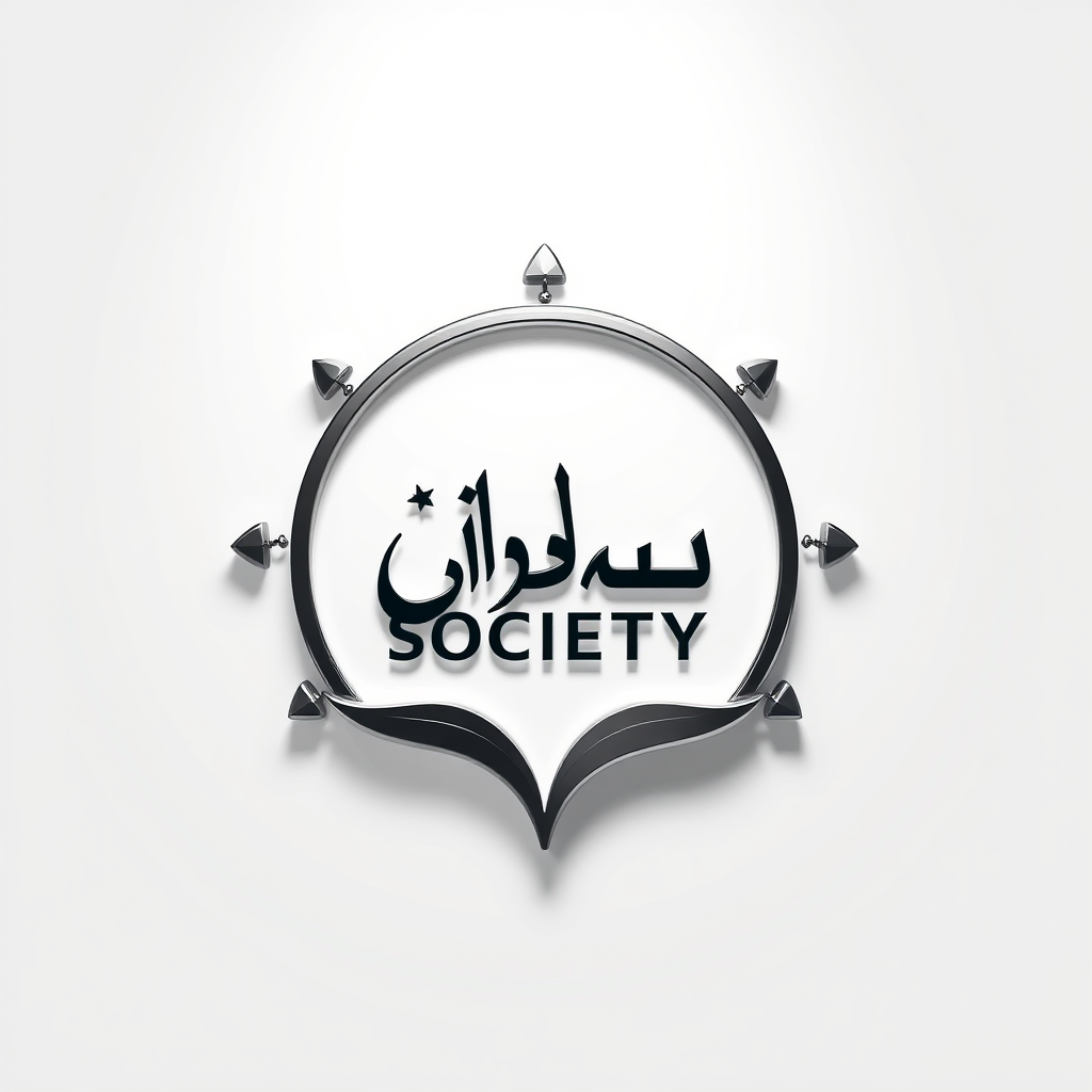 3D Logo idea: 3D logo for Debates,speeches,poetry & Creative writing Urdu Society for college whatsapp group , three-dimensional render, realistic depth and shadows