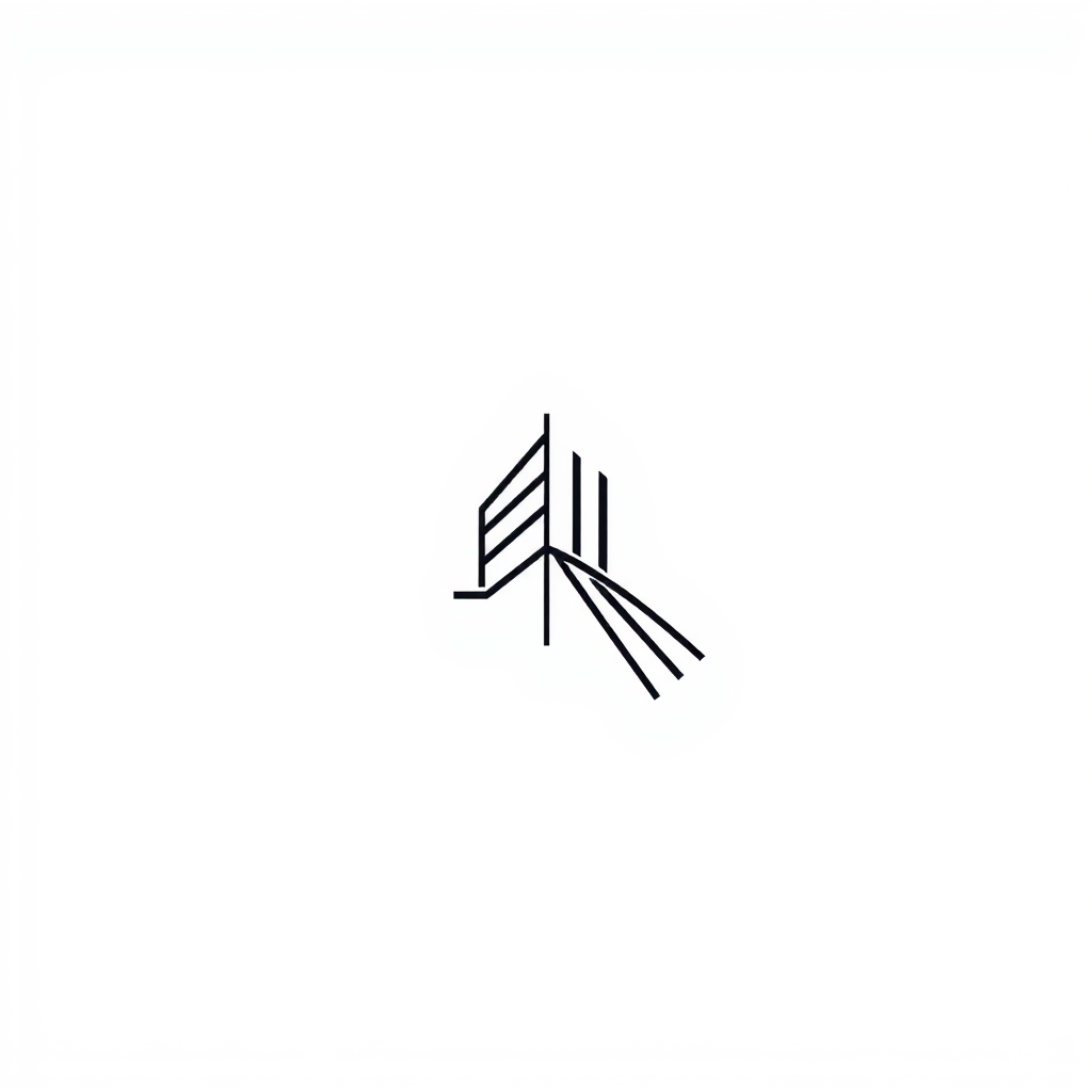 Main logo studio: Minimal international logo for a modern architecture studio. Create a unique abstract symbol inspired by architectural space, geometry and perspective