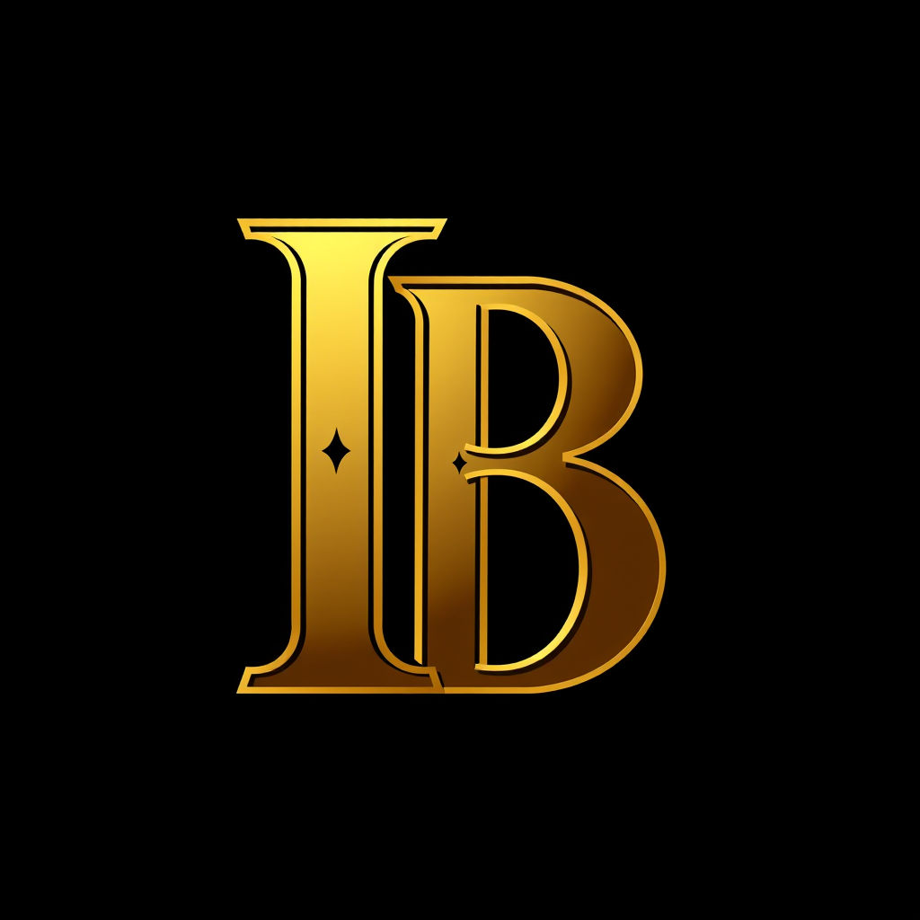 Main logo studio: elegant monogram logo combining letters I and B, gold, luxury brand “Create a logo for my gym named IRON BEAST. gym like things ex: dumbels machine ba