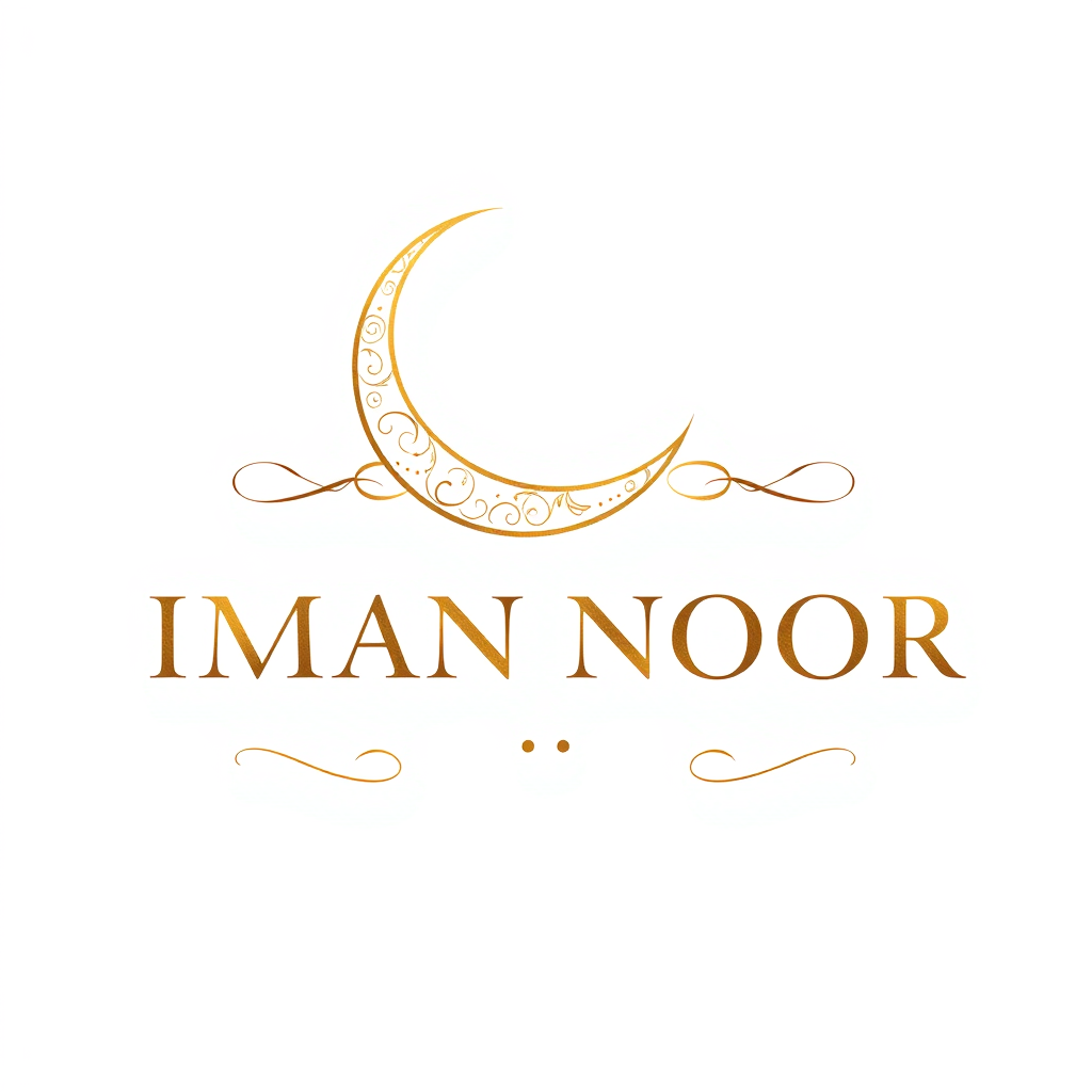 Vintage Logo idea: vintage retro logo for Create a luxurious, elegant, and minimalist logo for a premium brand named IMAN NOOR. Feature a delicate crescent moon graceful