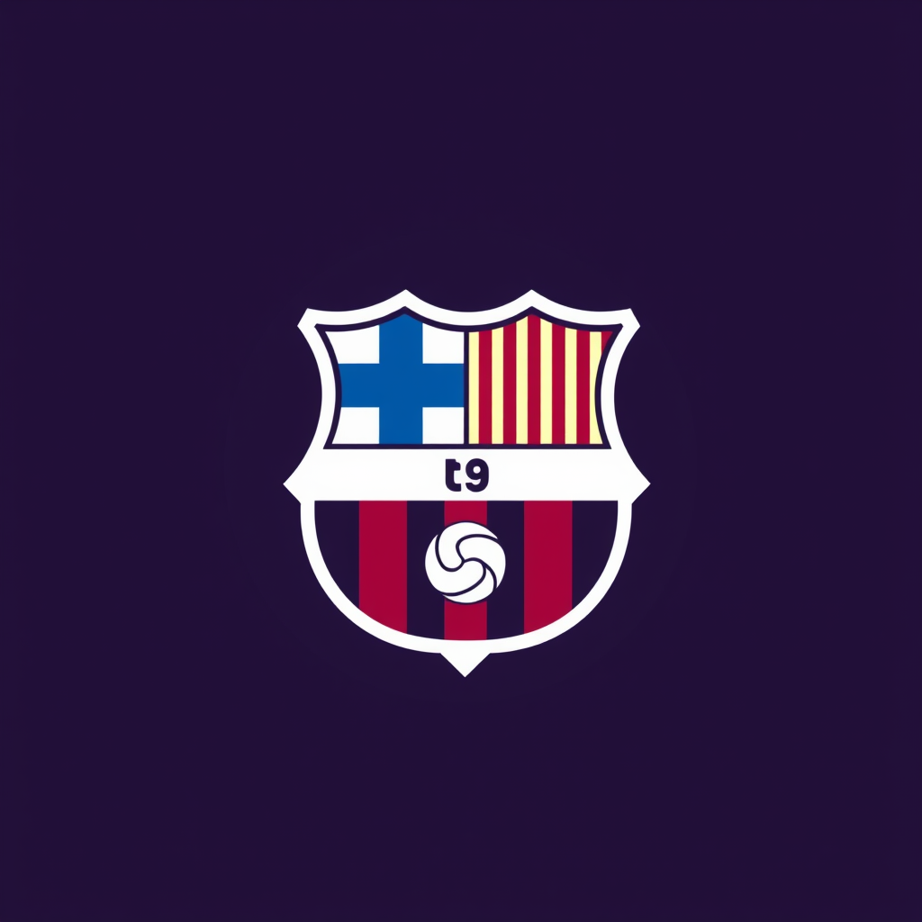 Main logo studio: Simple professional logo for a football media brand. Create one bold, clean geometric icon using only two colors: Barça blue and burgundy. The icon sh