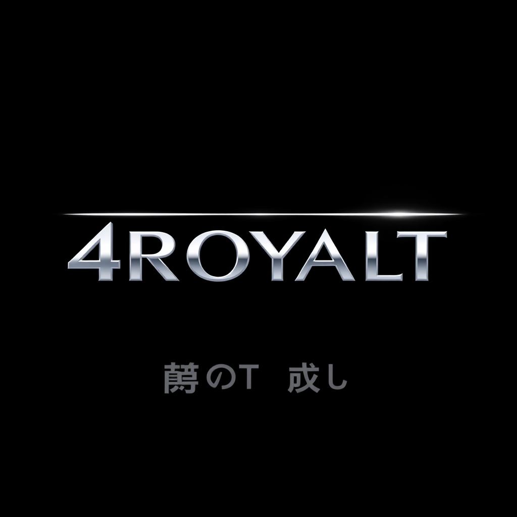 Main logo studio: Create a stunning, iconic luxury K-pop group logo with the exact name "4ROYALT". Spell every character correctly. Use elegant, custom futuristic royal