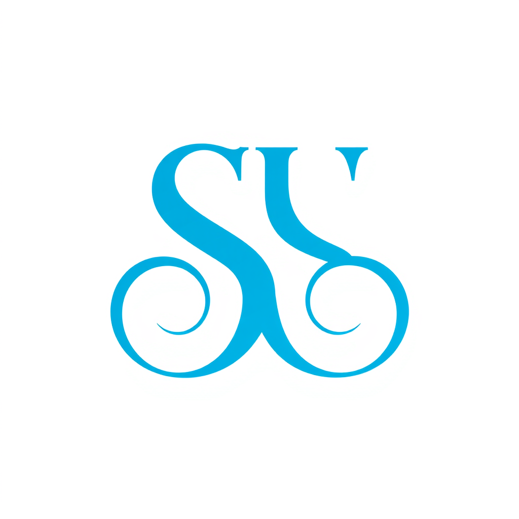 Monogram Logo idea: monogram logo combining the letters Disegna un logo con le iniziali SH in azzurro con un carattere deciso , elegant intertwined letterforms, flat vect
