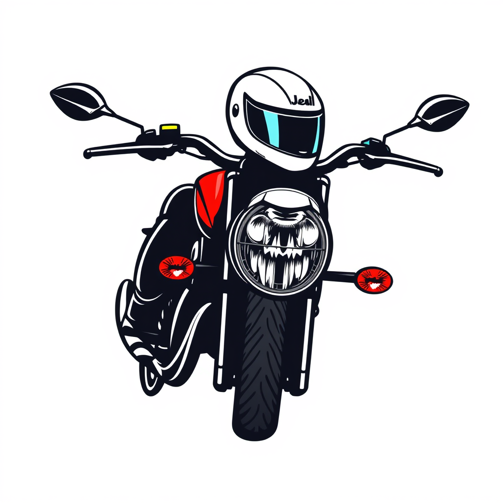 Main logo studio: Make the motorbike logo face sideways with a white begron
