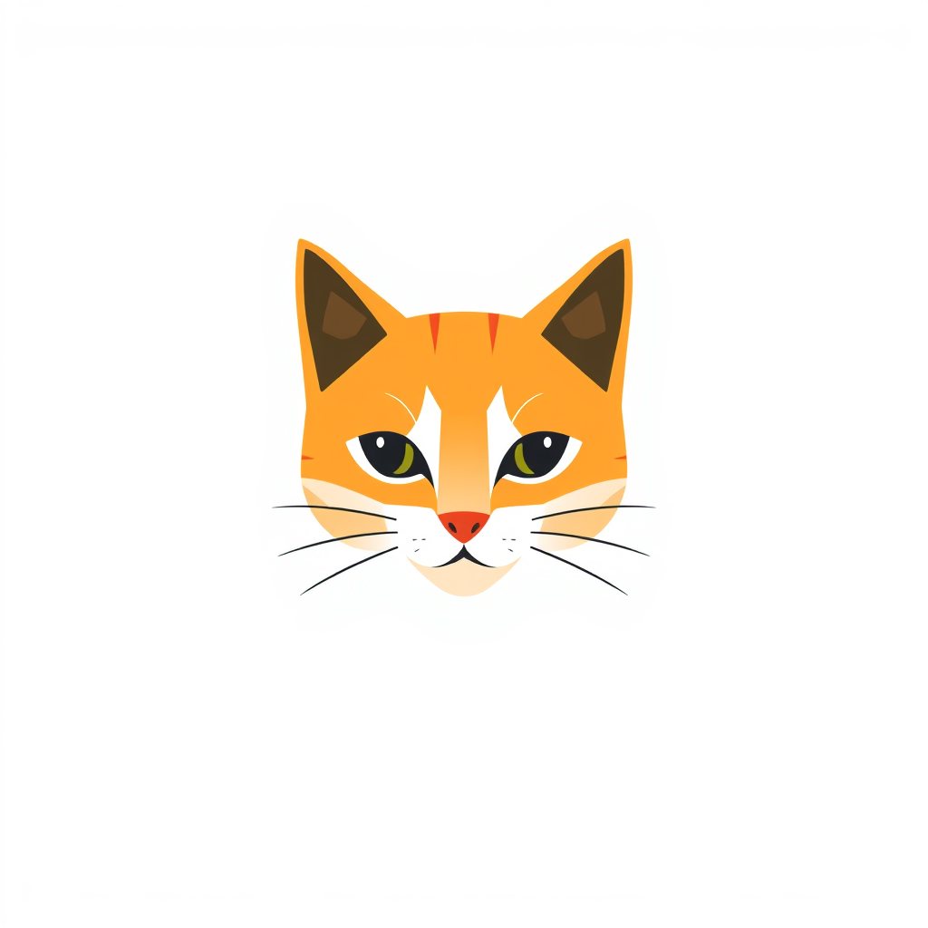 Minimalist Logo idea: minimalist logo, simple geometric mark for Hazme un logo para una repostería de un tierno gatito color naranja y con un postre de pastel de fresa , fl