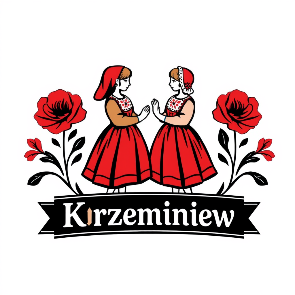 Main logo studio: Stwórz kolorowe, radosne logo dla „KGW Krzemieniew”. Polski folklor inspirowany wzorami łowickimi: barwne kwiaty, maki, chabry, malwy, ludowe ornament