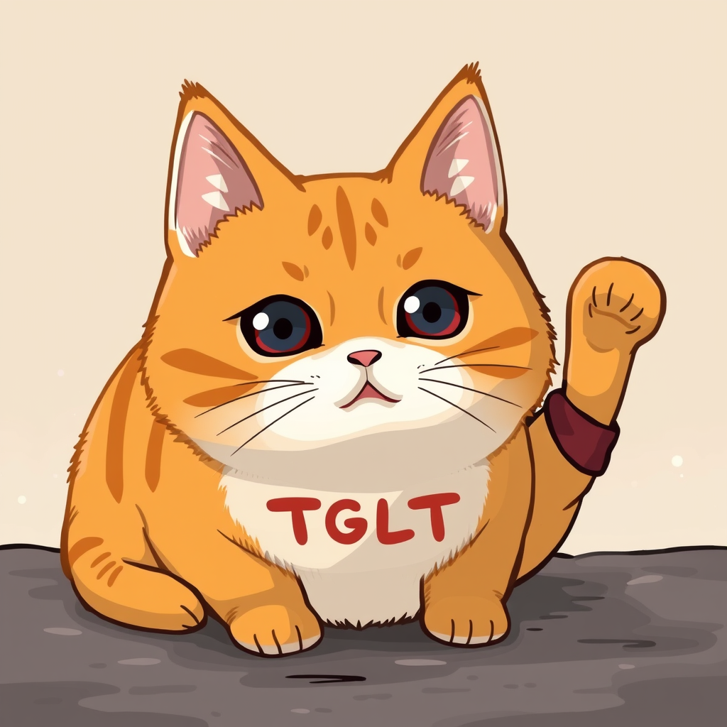 Main logo studio: shows “TGLT” on a Manekineko cat in the style of the naruto anime