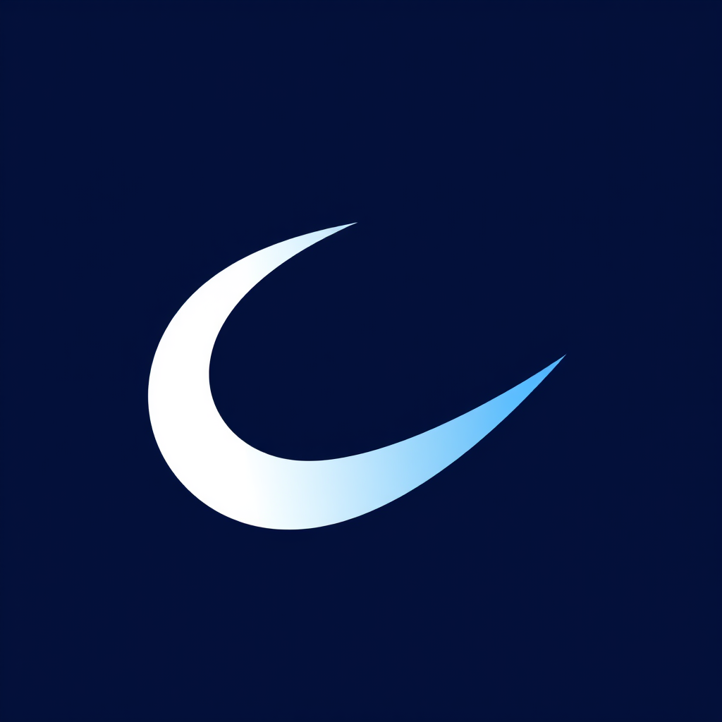 Main logo studio: simple abstract swoosh mark logo for a fintech company, gradient indigo una cruz