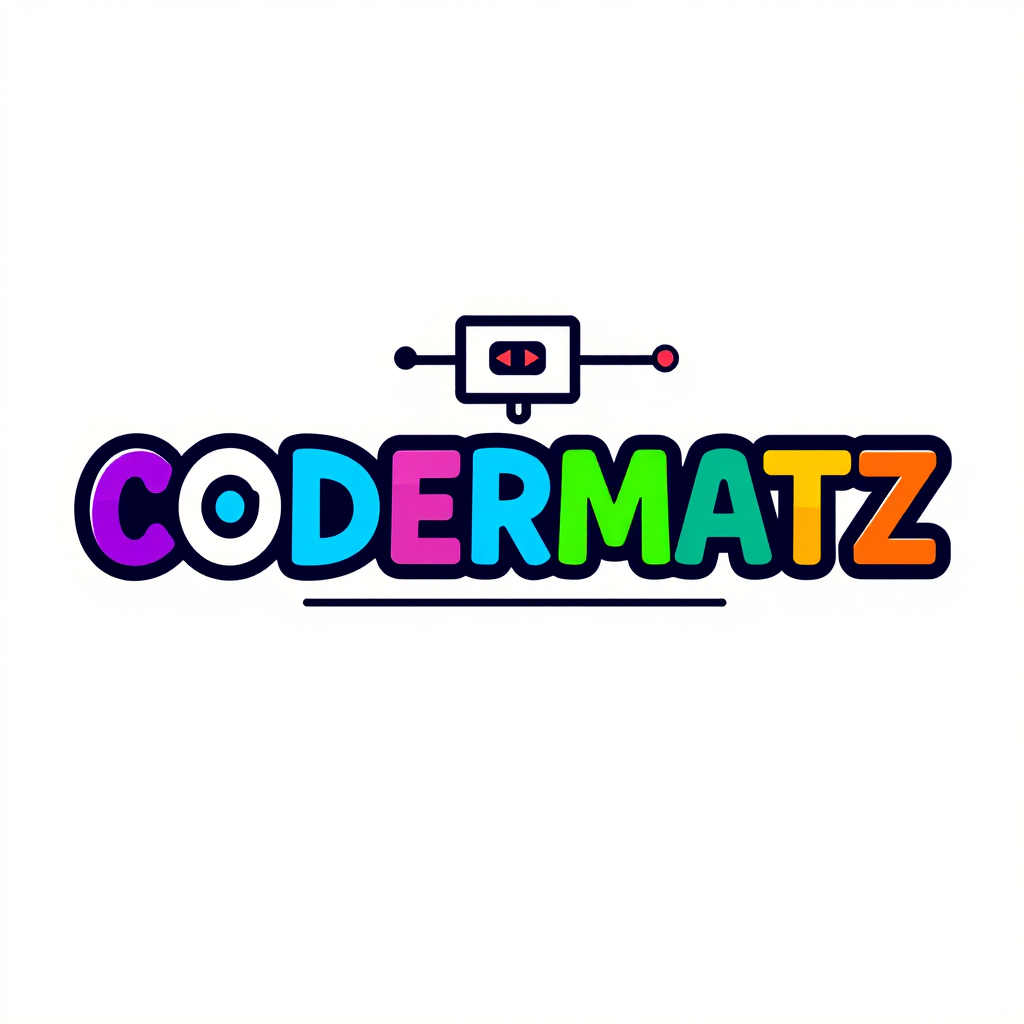 Main logo studio: Crea un logo moderno e creativo per una scuola chiamata “CODERMATZ”. Il logo deve avere uno stile giovanile, con colori vivaci come blu elettrico, vio