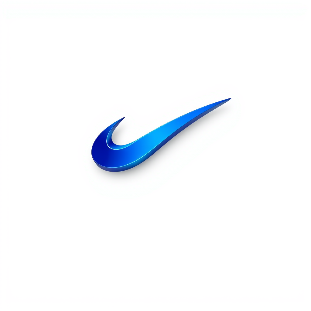 3D Logo idea: 3D logo for simple abstract swoosh mark logo for a fintech company, gradient indigo , three-dimensional render, realistic depth and shadows, glossy or