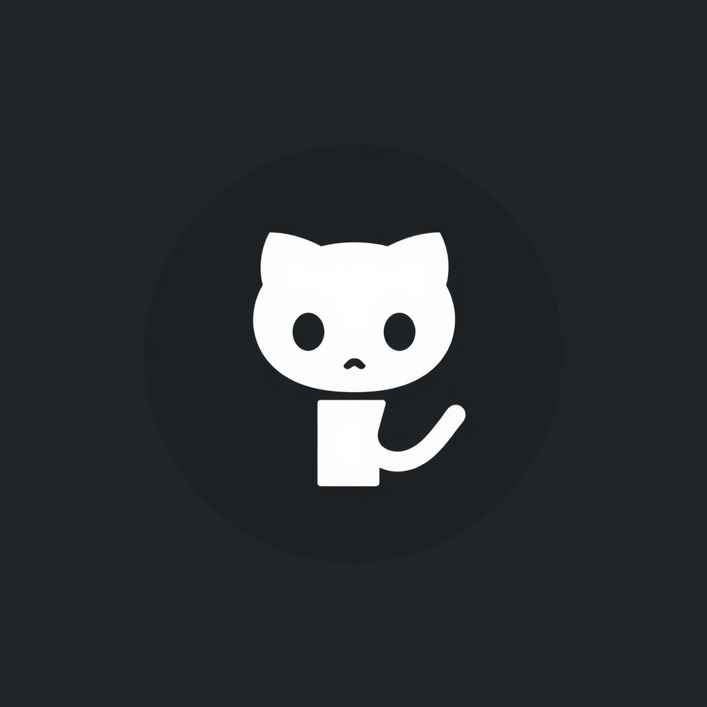 Main logo studio: Create the GitHub shortcut icon exactly like the reference: white GitHub Octocat centered inside a dark charcoal-black circle. Show the complete icon 