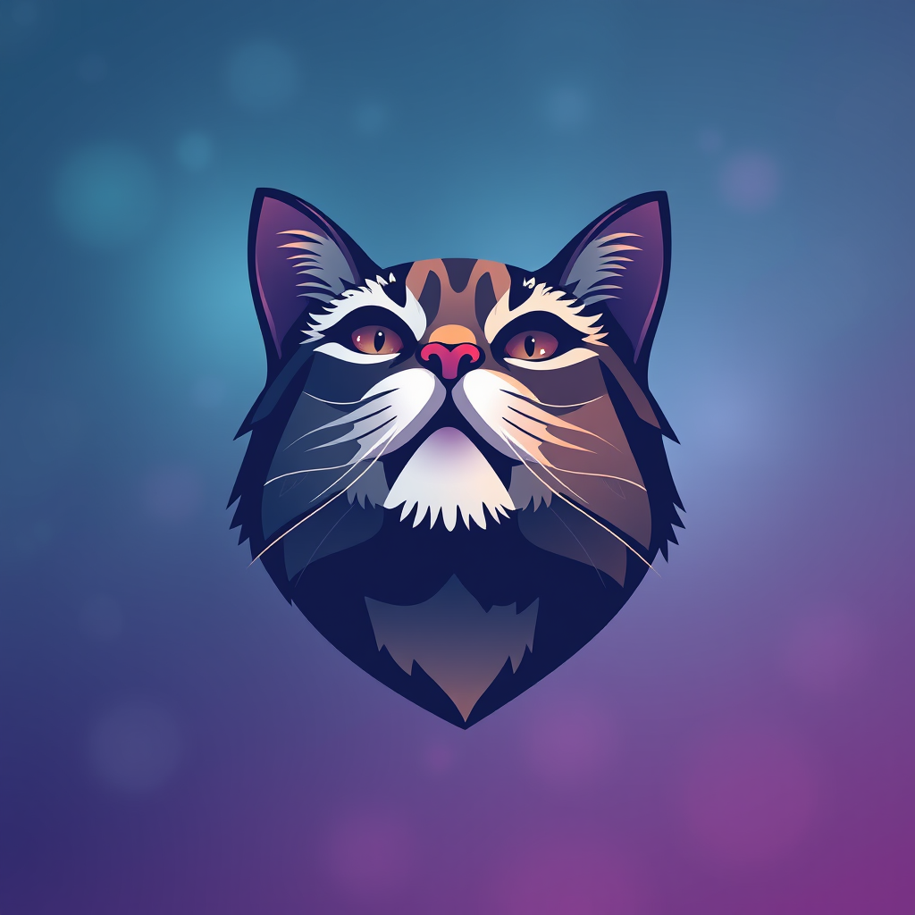 Main logo studio: Create a cat logo with an aesthetic background. Which is really cool Format: JPG File size: 1.5MB min and 250MB max. Preview resolution: 4MP min and 1