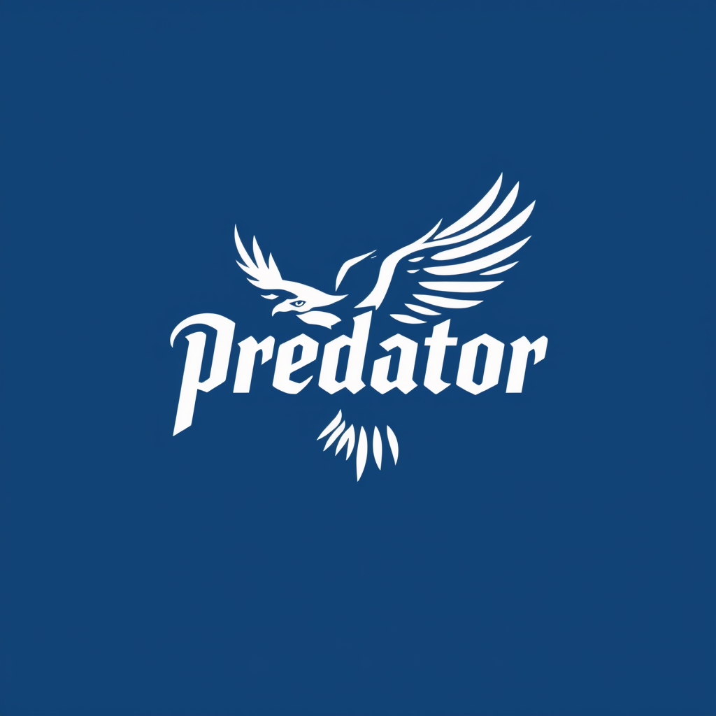 Main logo studio: Mein Logo soll so aus sehen : es gibt einen Schrift zu wo steht Predator und darum flogt ein Adler oder ein Falke der Falke sollte Seitlich über den s