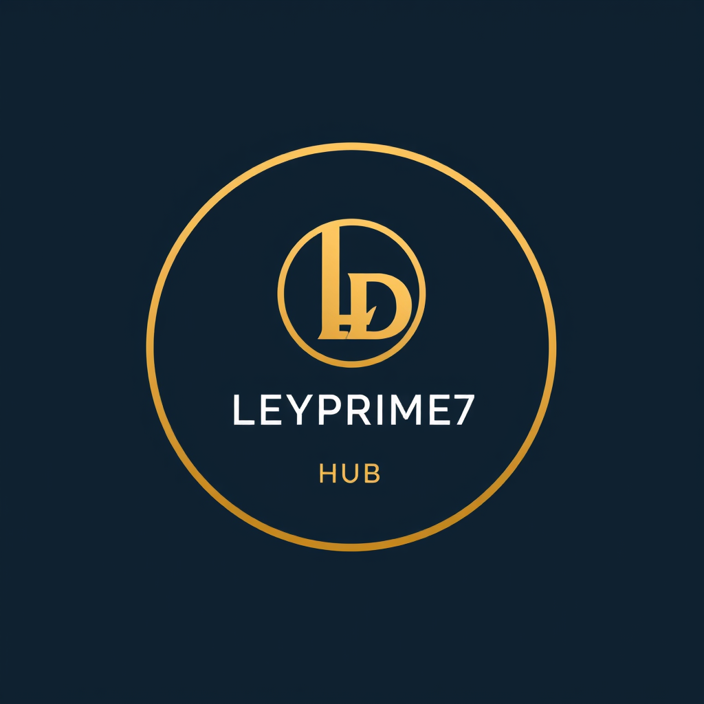 Minimalist Logo idea: minimalist logo, simple geometric mark for Create a premium luxury logo for LEYPRIME7 HUB. Design a perfectly round, fully closed circular emblem with