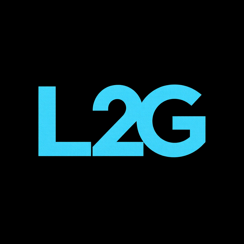 Main logo studio: peut tu nous faire un logo avec L2G avec la couleur bleu clair pour une marque d habit plusieur croquis stp