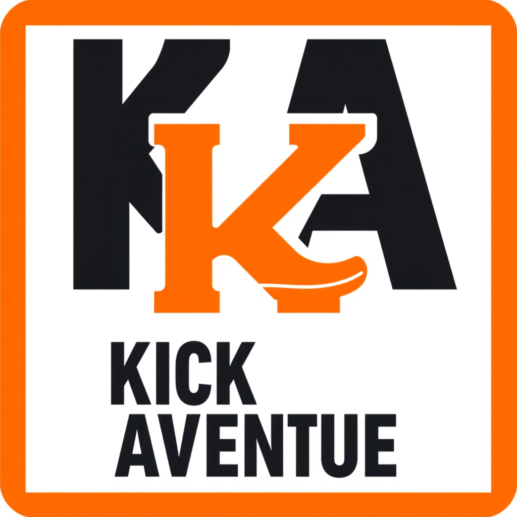 Main logo studio: Create a monogram logo using the letters "KA" for "Kicks Avenue" sneaker brand. Letters should be bold, interlocked, and modern, with a subtle sneaker