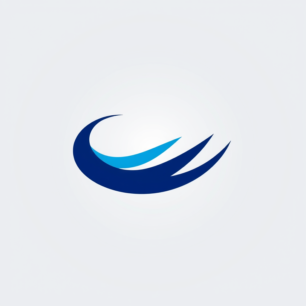 Main logo studio: simple abstract swoosh mark logo for a fintech company, gradient indigo