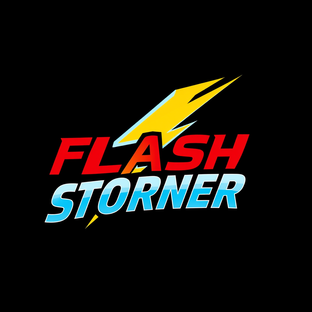 Main logo studio: flash stormer simples logo mit flASH stormer aufschrift drei farbig