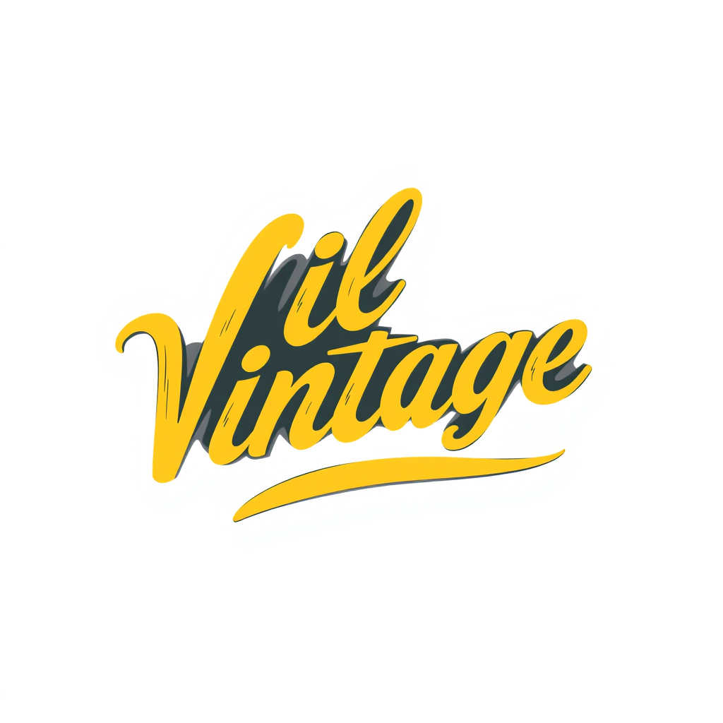 Wordmark Logo idea: wordmark logo of Schriftzug: Lil Vintage Gun ,kräftiger, frecher, Western, Gold + Dunkelrot + Schwarz, dynamische Pinselstriche, markante Schrift, nur