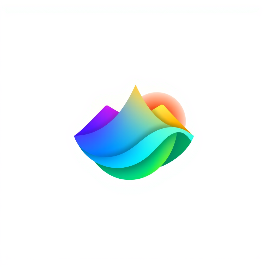 Gradient Logo idea: gradient logo for Mavi ve mor renklerden pembeye geçişli yuvarlak bir logo. Ortada büyük beyaz O harfi, sağ alt köşesinde beyaz çizgili beş köşeli yıl