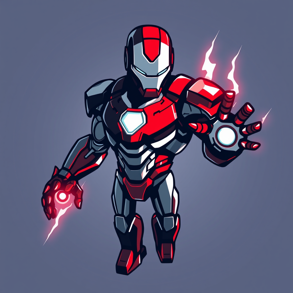 Main logo studio: PUEDES HACEER UN LOGO PARA UN CONCURSO DE ROBOT QUE SEA DE COLOR ROJO Y BLANCO Y QUE DIGA IRON PHANTOM Y QUE TENGA UN BLOQUE EN LAS MANOS UN CUADRADO