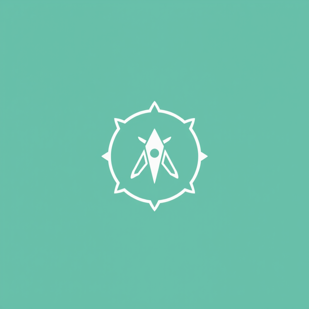 Main logo studio: Minimal futuristic space creature logo, white symbol on a cool muted green background, clean simple vector style, premium modern brand identity, uniqu